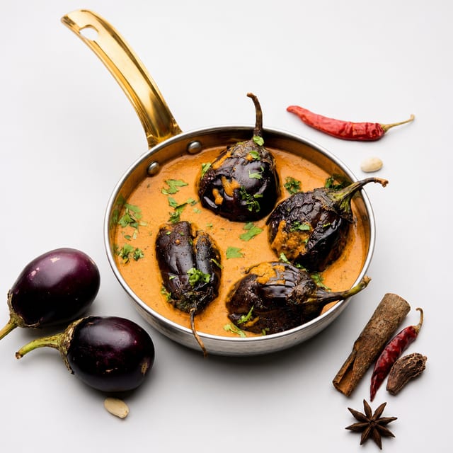 Achari Baigan - gluten free.