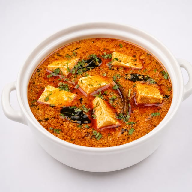 Lunch Kolhapuri Fish Curry.