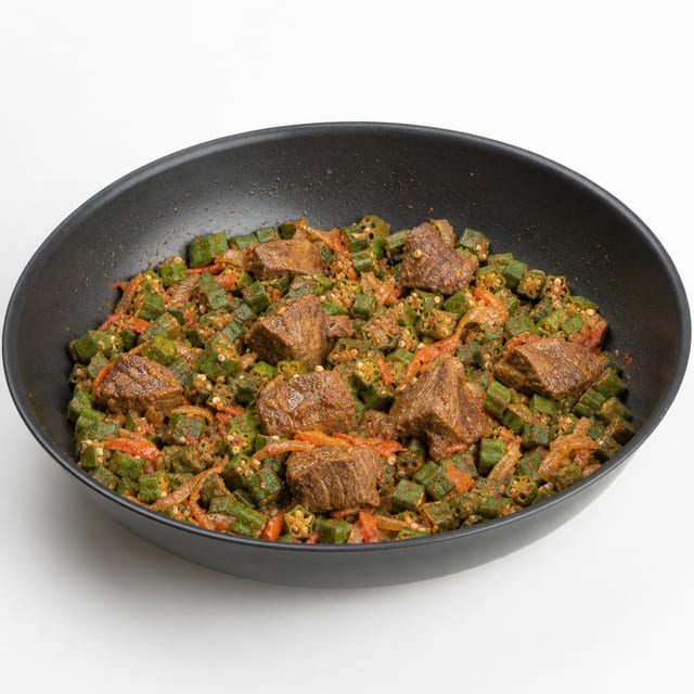 Bhindi Gosht (Okra and lamb) - gluten free & Halal.
