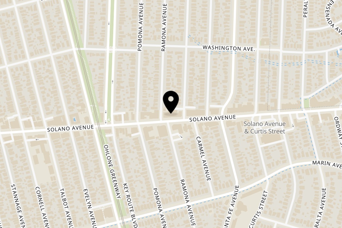 Map showing the location of Delhi Diner on 1373 Solano Ave in Albany